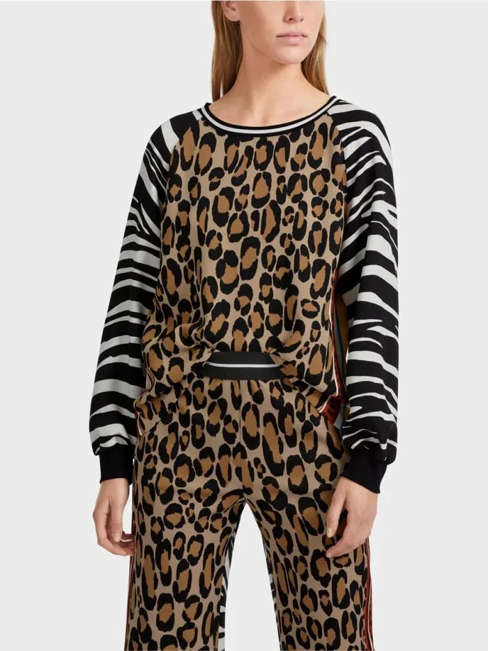 Shirts and Tops Damen Marc Cain Bluse Mit Zebra Und LeoPrint Black And White