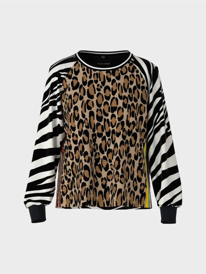 Shirts and Tops Damen Marc Cain Bluse Mit Zebra Und LeoPrint Black And White