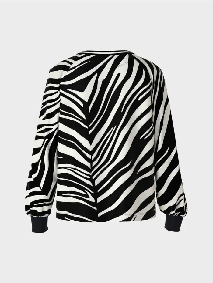 Shirts and Tops Damen Marc Cain Bluse Mit Zebra Und LeoPrint Black And White