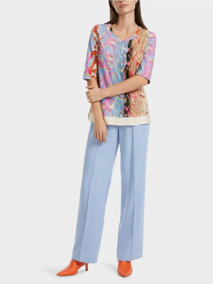 Shirts and Tops Damen Marc Cain Bunt Bedrucktes TShirt Dark Summer Sky