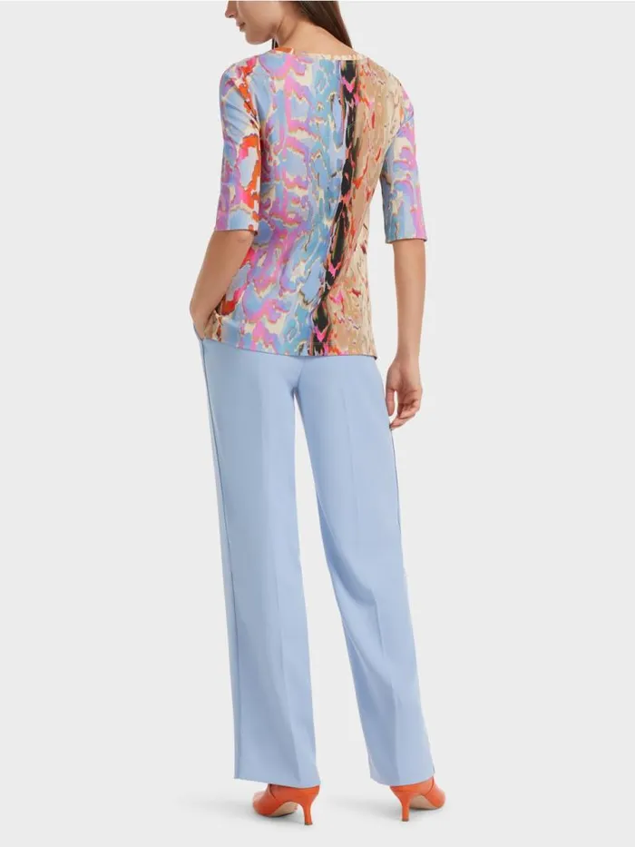Shirts and Tops Damen Marc Cain Bunt Bedrucktes TShirt Dark Summer Sky
