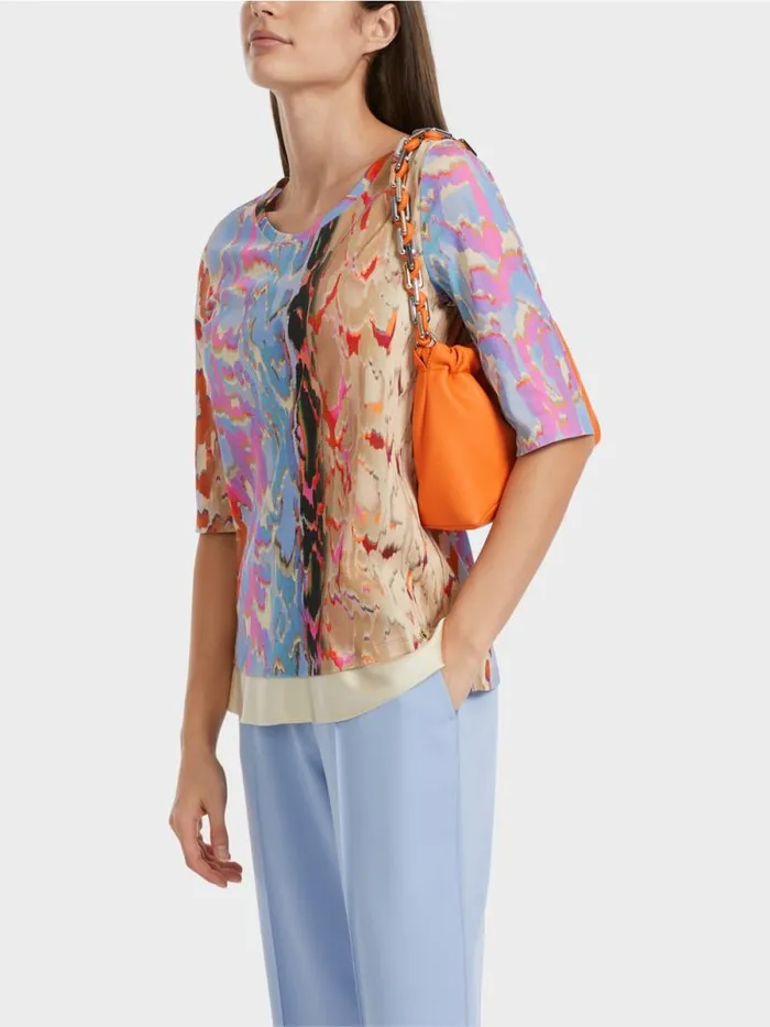 Shirts and Tops Damen Marc Cain Bunt Bedrucktes TShirt Dark Summer Sky