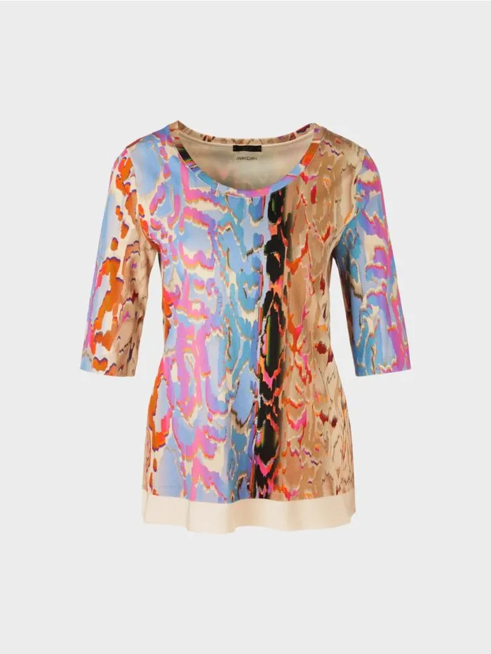 Shirts and Tops Damen Marc Cain Bunt Bedrucktes TShirt Dark Summer Sky