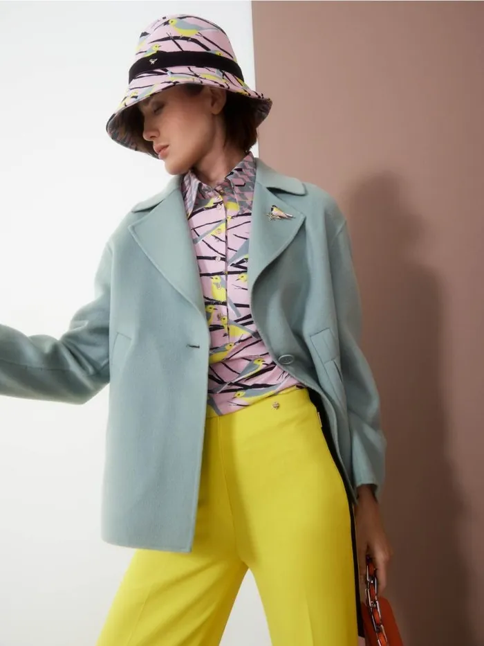 Shirts and Tops Damen Marc Cain PoloShirt Im VogelDessin Soft Powder Pink
