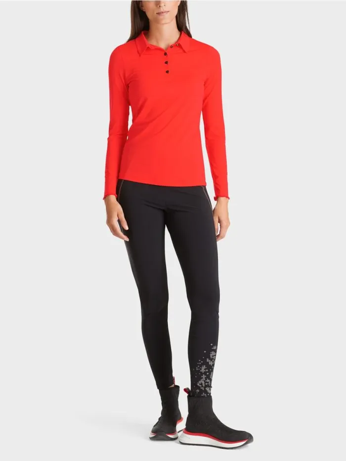 Shirts and Tops Damen Marc Cain Poloshirt In Rippjersey Campari
