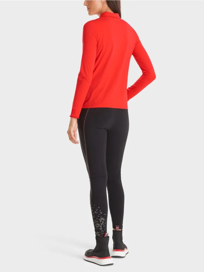 Shirts and Tops Damen Marc Cain Poloshirt In Rippjersey Campari