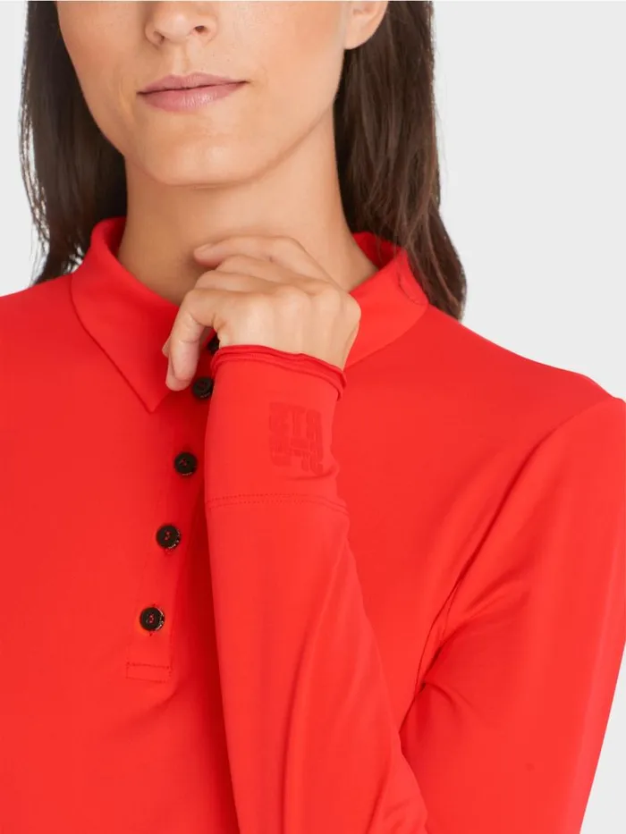 Shirts and Tops Damen Marc Cain Poloshirt In Rippjersey Campari