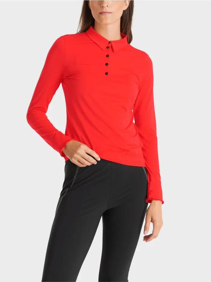 Shirts and Tops Damen Marc Cain Poloshirt In Rippjersey Campari