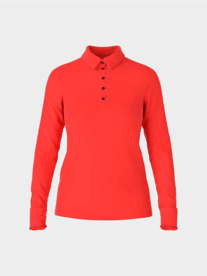 Shirts and Tops Damen Marc Cain Poloshirt In Rippjersey Campari