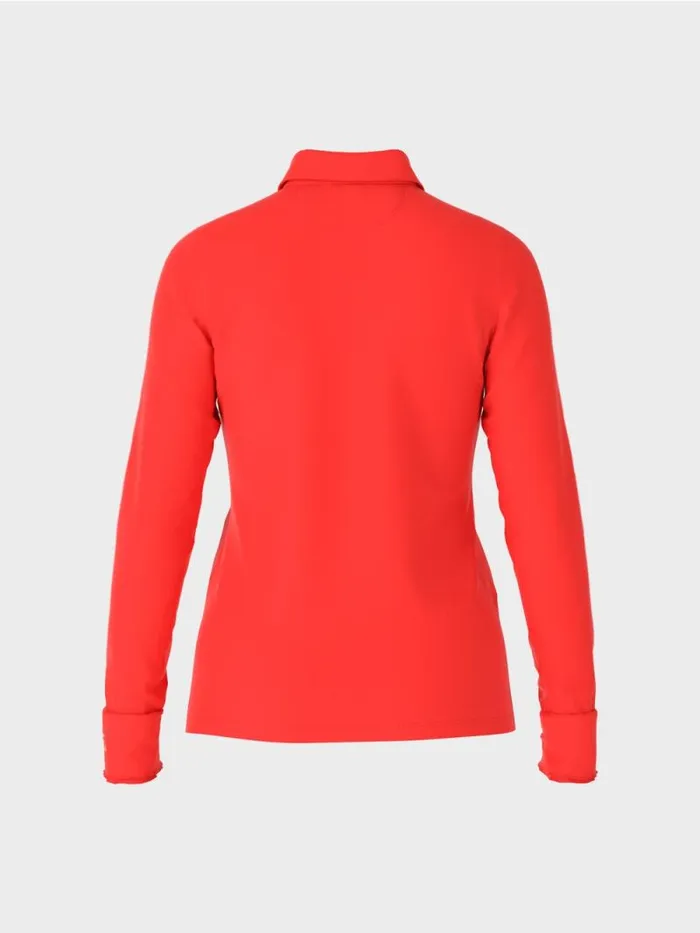 Shirts and Tops Damen Marc Cain Poloshirt In Rippjersey Campari