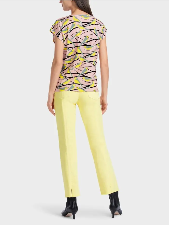 Shirts and Tops Damen Marc Cain rmelloses TShirt Im VogelDessin Soft Powder Pink