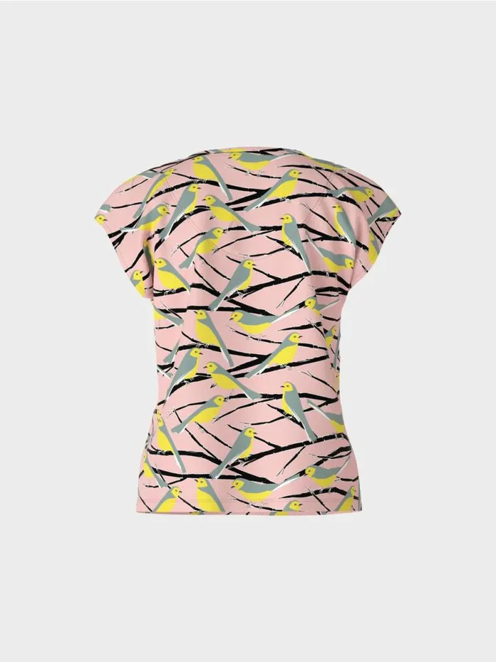 Shirts and Tops Damen Marc Cain rmelloses TShirt Im VogelDessin Soft Powder Pink