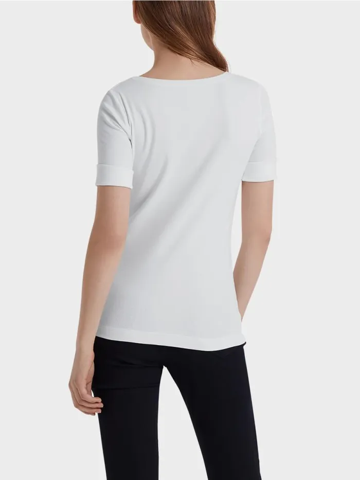 Shirts and Tops Damen Marc Cain RundhalsShirt Mit Halben rmeln White