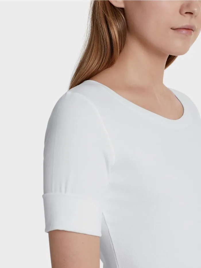 Shirts and Tops Damen Marc Cain RundhalsShirt Mit Halben rmeln White