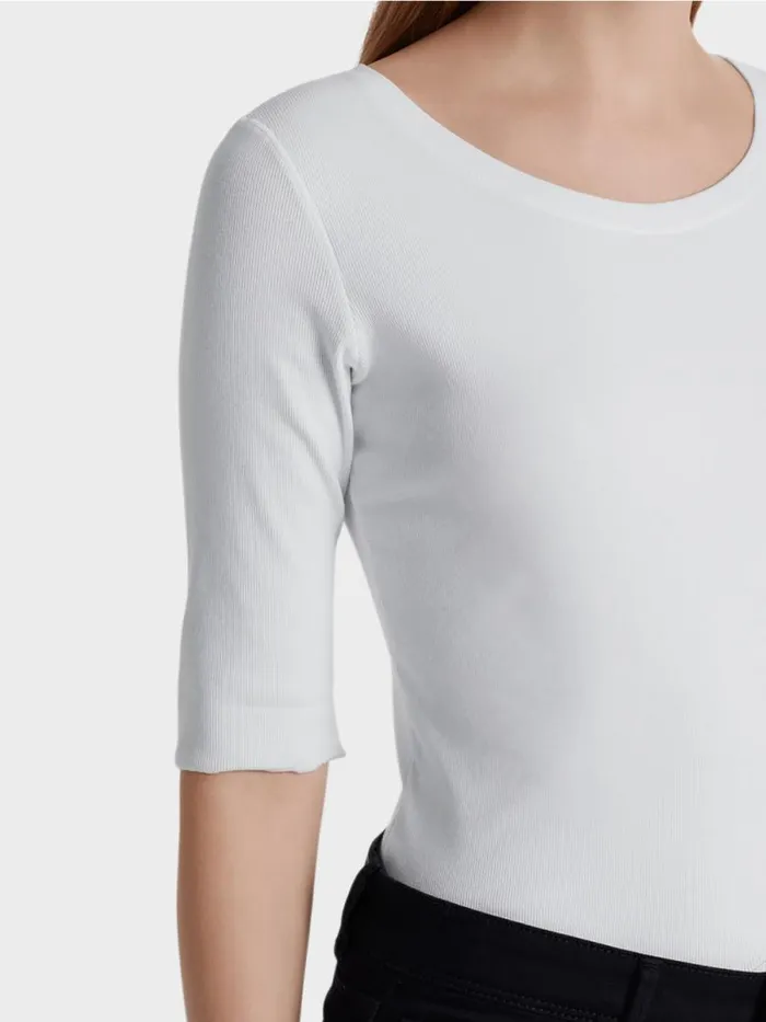 Shirts and Tops Damen Marc Cain RundhalsShirt Mit Halben rmeln White