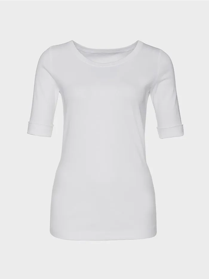 Shirts and Tops Damen Marc Cain RundhalsShirt Mit Halben rmeln White
