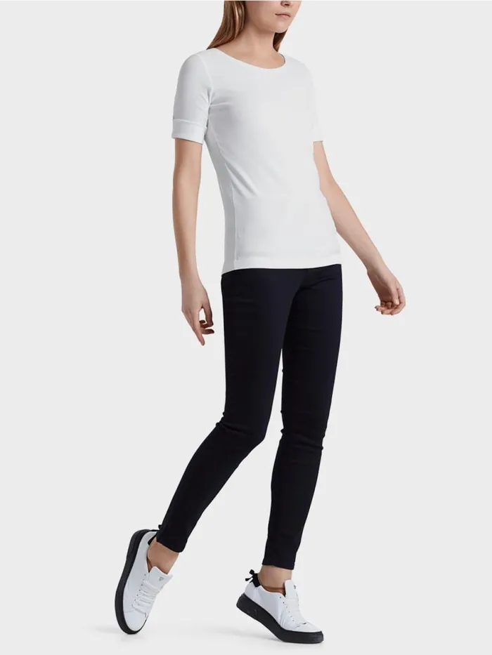 Shirts and Tops Damen Marc Cain RundhalsShirt Mit Halben rmeln White