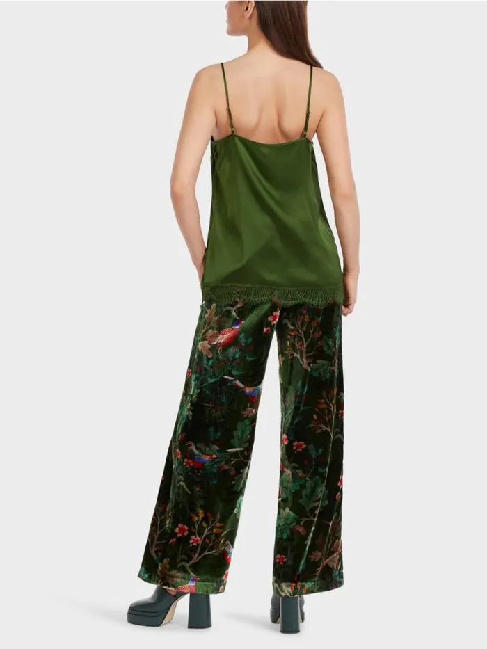 Shirts and Tops Damen Marc Cain SpaghettitrgerTop Mit Spitzenbordren Orient Green