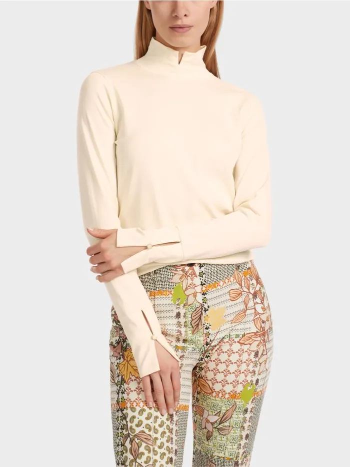 Shirts and Tops Damen Marc Cain TShirt Mit Geschlitztem Rollkragen Soft Cream