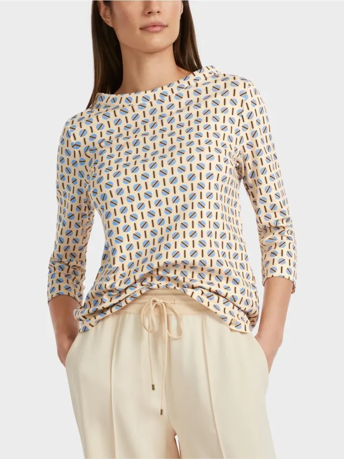Shirts and Tops Damen Marc Cain TShirt Mit Grafischem Dessin Dark Cream