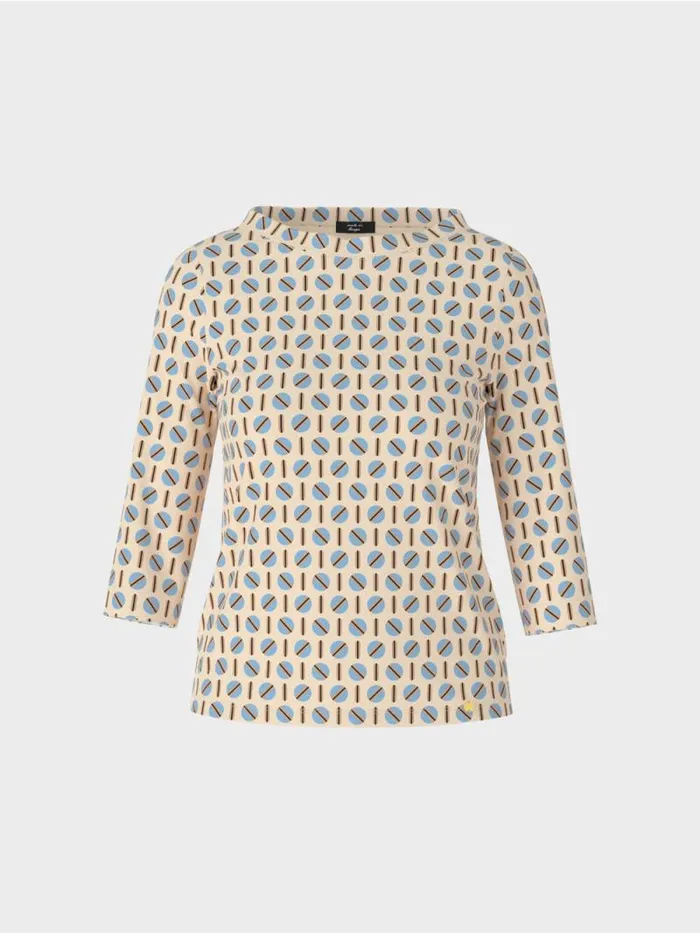 Shirts and Tops Damen Marc Cain TShirt Mit Grafischem Dessin Dark Cream
