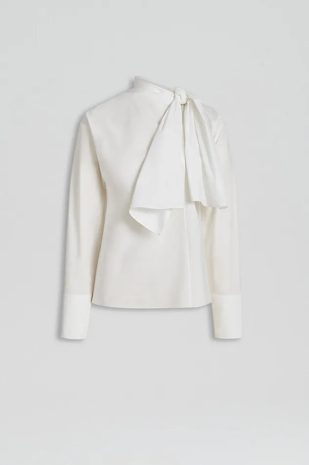 Shirts Scanlan Theodore Women PARACHUTE COTTON CRAVAT SHIRT WHITE Shirts Scanlan Theodore Women PARACHUTE COTTON CRAVAT SHIRT WHITE