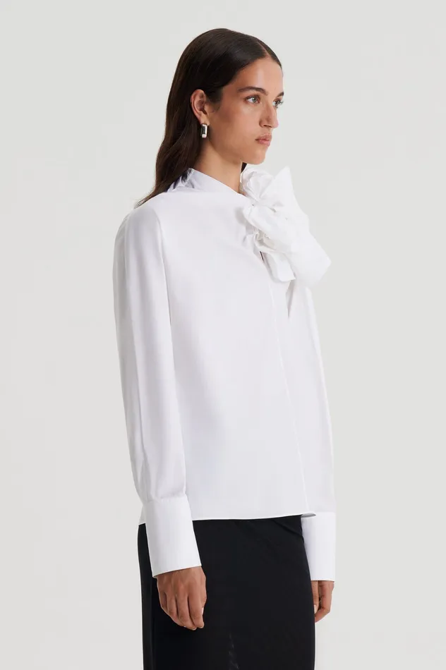 Shirts Scanlan Theodore Women PARACHUTE COTTON CRAVAT SHIRT WHITE Shirts Scanlan Theodore Women PARACHUTE COTTON CRAVAT SHIRT WHITE