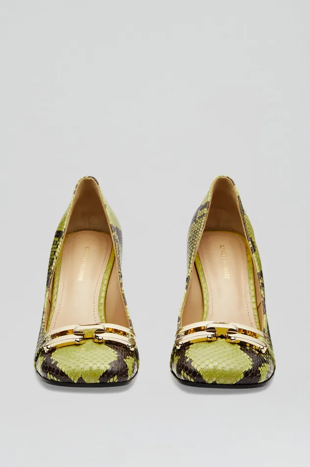 Shoes Women Scanlan Theodore GOLD TRIM SQUARE TOE PUMP 95 VERT