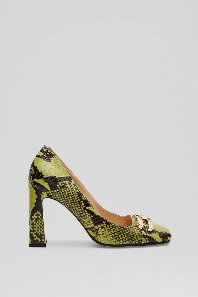 Shoes Women Scanlan Theodore GOLD TRIM SQUARE TOE PUMP 95 VERT Shoes Women Scanlan Theodore GOLD TRIM SQUARE TOE PUMP 95 VERT