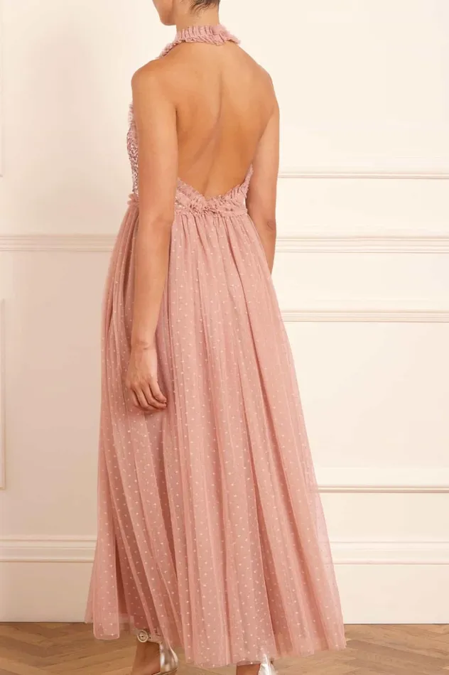 Shooting Stars Bodice HalterNeck Ankle Gown Pink Women Needle and Thread Dresses