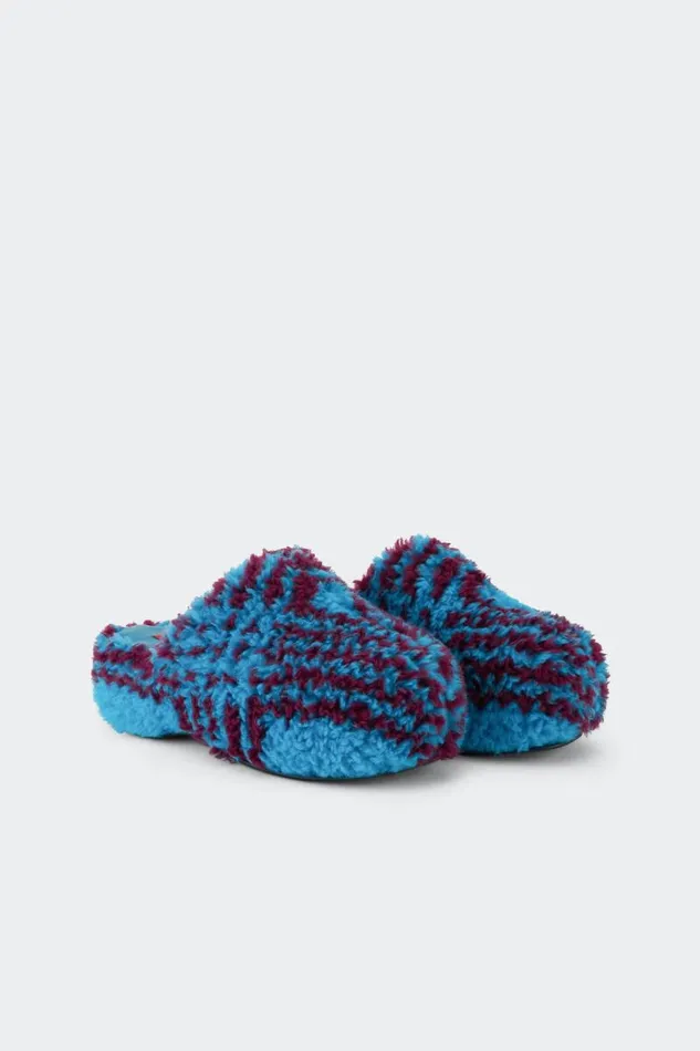 Shop Simon Miller BUBBLE CLOGS Bubble Clog Blue Lagoon Plaid Shearling