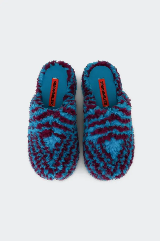 Shop Simon Miller BUBBLE CLOGS Bubble Clog Blue Lagoon Plaid Shearling