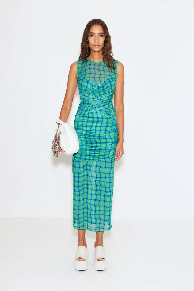 Shop Simon Miller DRESSES Kinny Dress Green Plaid