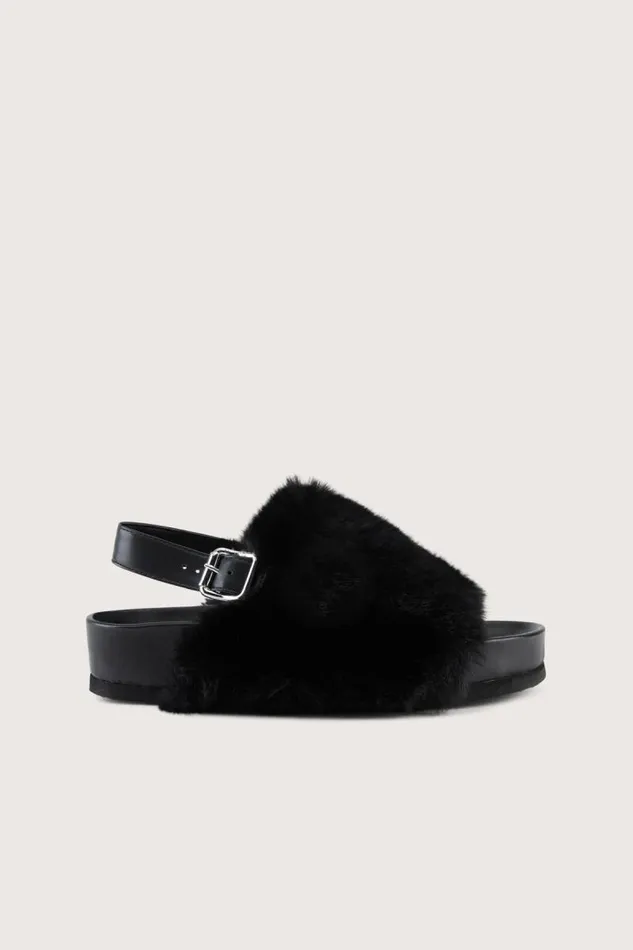 Shop Simon Miller SANDALS Furry Dip Slide Black