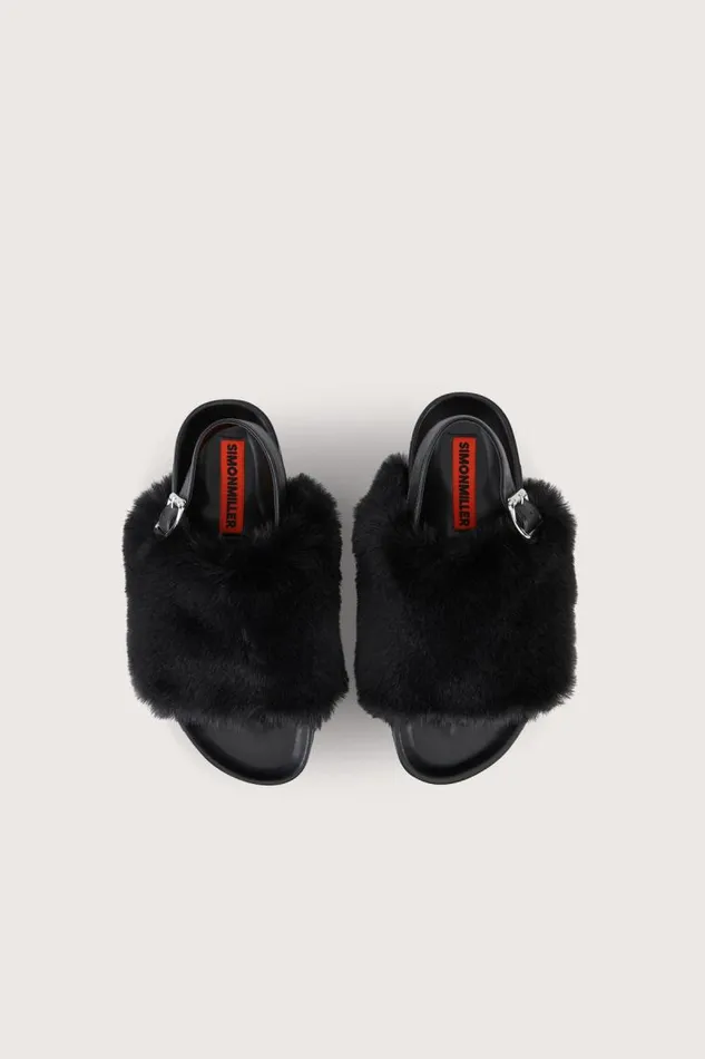 Shop Simon Miller SANDALS Furry Dip Slide Black