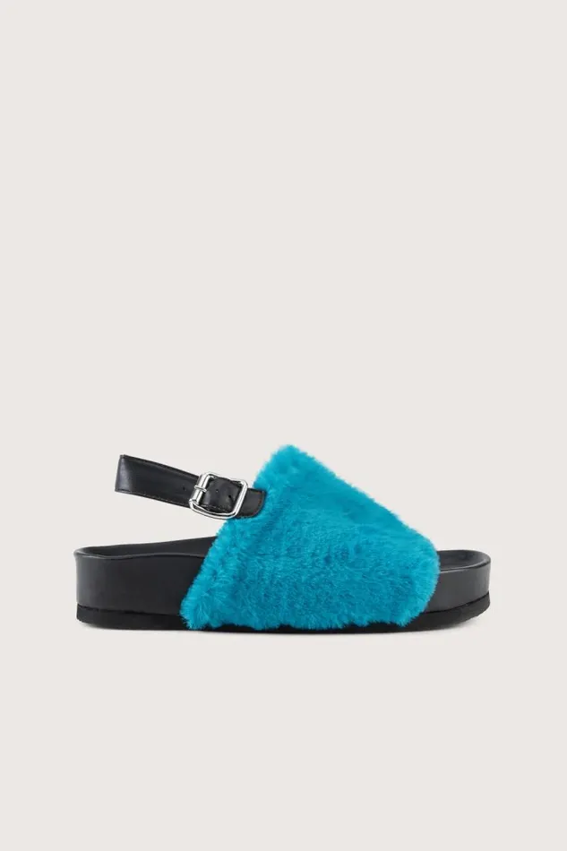 Shop Simon Miller SANDALS Furry Dip Slide Deep Sea
