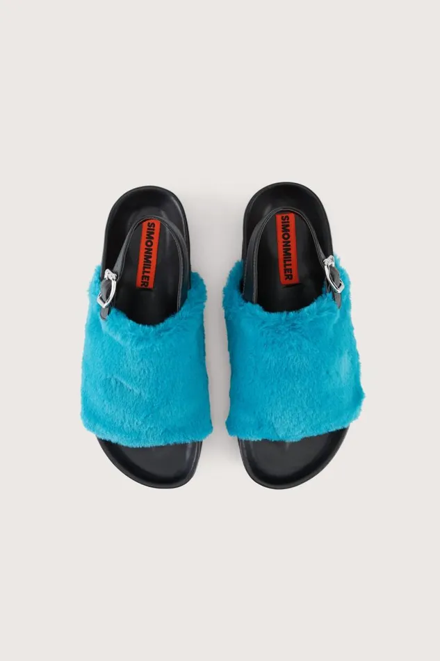 Shop Simon Miller SANDALS Furry Dip Slide Deep Sea
