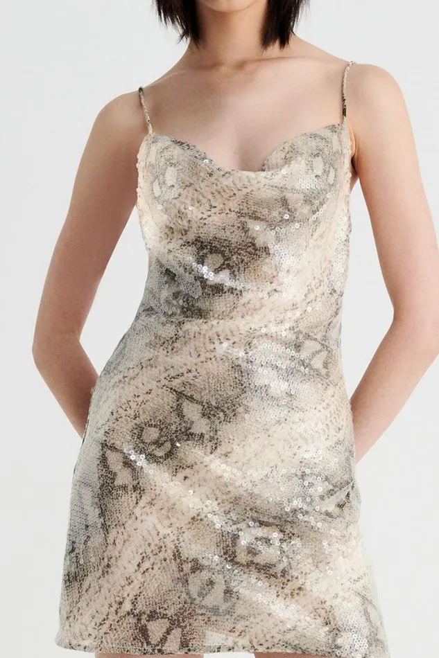 Shop SUBOO Dresses Aquarius Cowl Neck Strappy Mini Dress