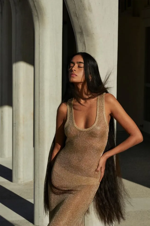 Shop SUBOO Dresses Leo Strappy Maxi Dress 8211 Gold
