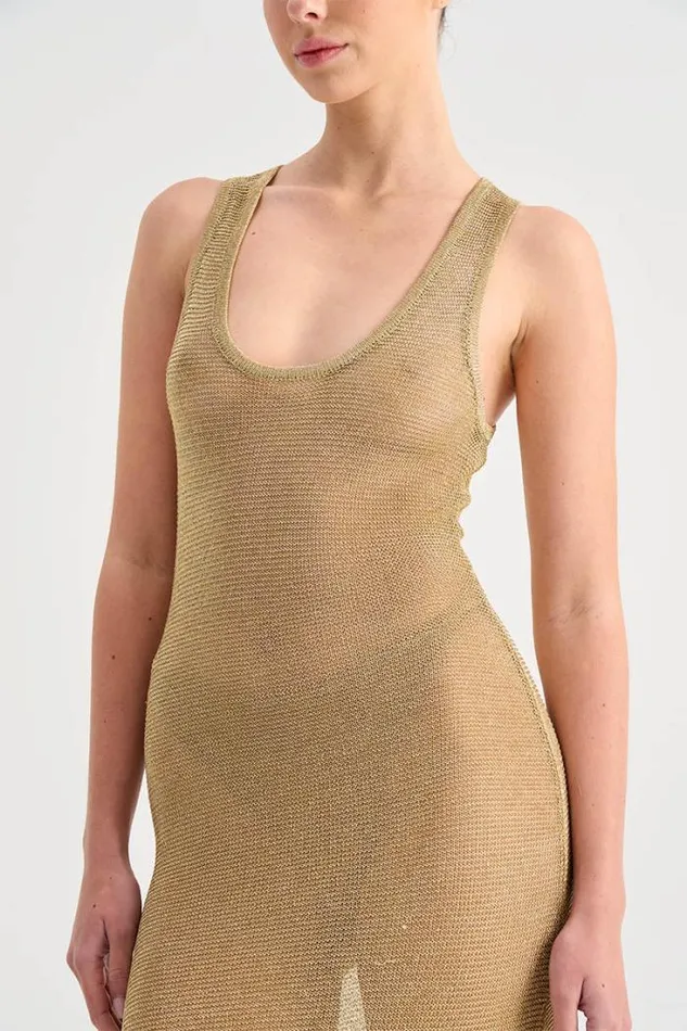 Shop SUBOO Dresses Leo Strappy Maxi Dress 8211 Gold