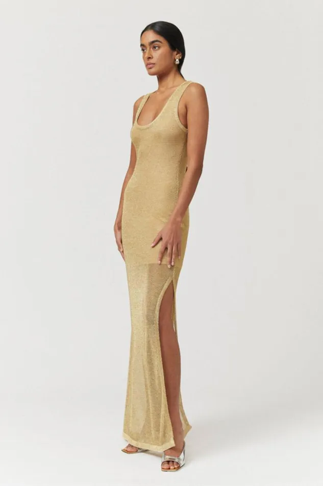 Shop SUBOO Dresses Leo Strappy Maxi Dress 8211 Gold