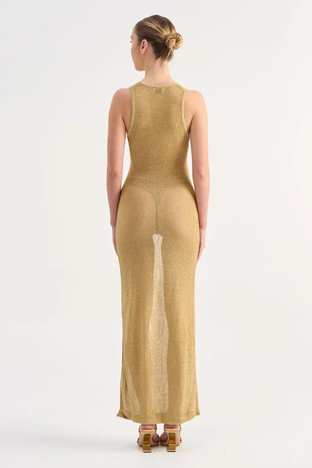 Shop SUBOO Dresses Leo Strappy Maxi Dress 8211 Gold