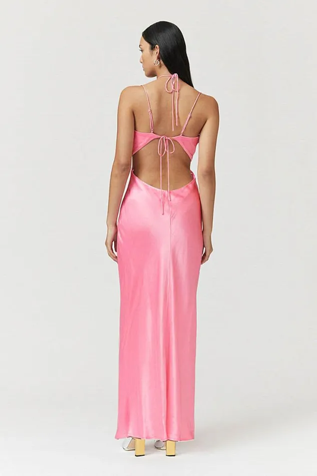 Shop SUBOO Dresses Tate Halter Strappy Maxi 8211 Candy Pink