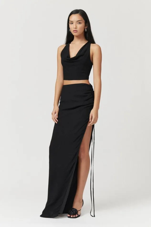 Shop SUBOO Matching Sets Tanya Cowl Neck Crop Top 8211 Black