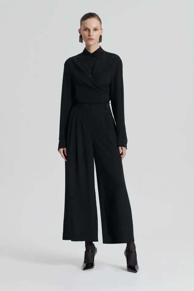 SILK CROPPED TROUSER BLACK Trousers Scanlan Theodore Women