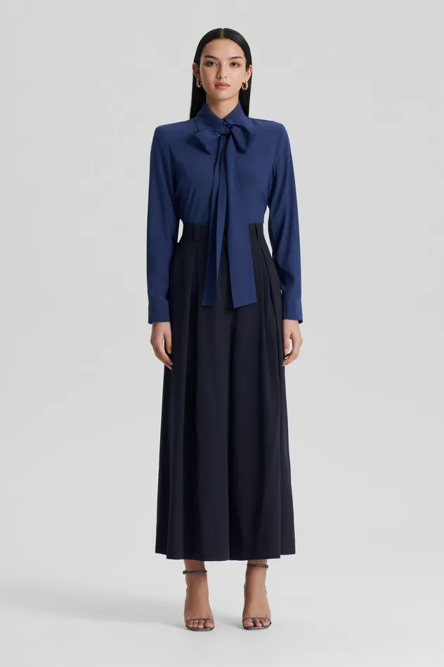 SILK SHOULDER PAD SHIRT ROYAL Women Shirts Scanlan Theodore