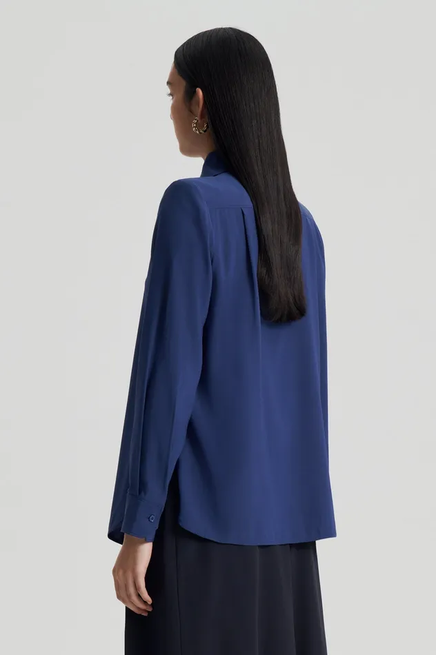 SILK SHOULDER PAD SHIRT ROYAL Women Shirts Scanlan Theodore SILK SHOULDER PAD SHIRT ROYAL Women Shirts Scanlan Theodore