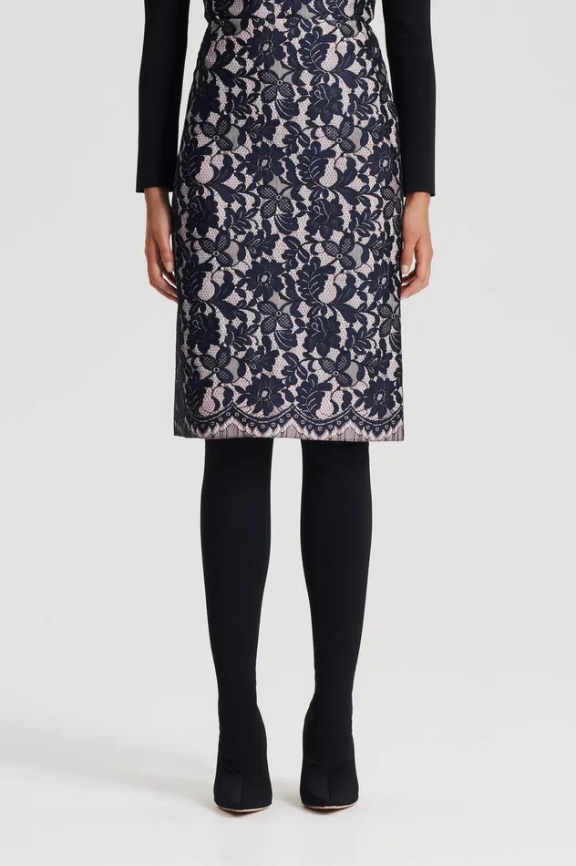 Skirts BONDED LACE SKIRT NAVY Scanlan Theodore Women Skirts BONDED LACE SKIRT NAVY Scanlan Theodore Women