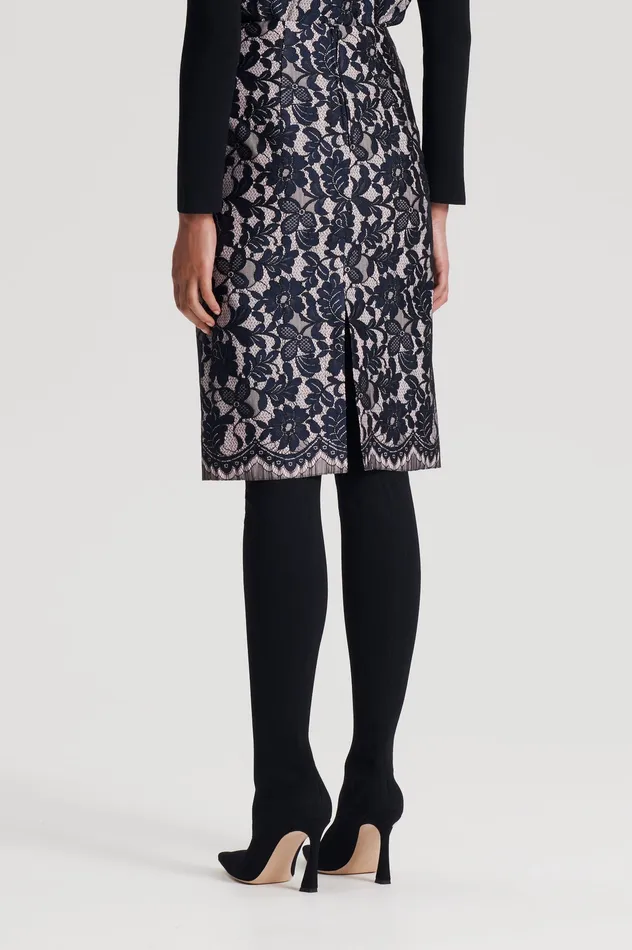 Skirts BONDED LACE SKIRT NAVY Scanlan Theodore Women Skirts BONDED LACE SKIRT NAVY Scanlan Theodore Women