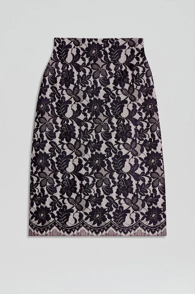 Skirts BONDED LACE SKIRT NAVY Scanlan Theodore Women Skirts BONDED LACE SKIRT NAVY Scanlan Theodore Women